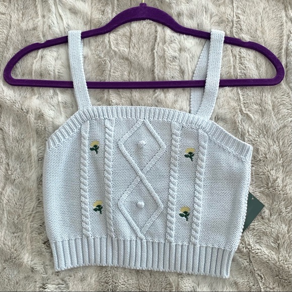 wild fable Tops Wild Fable Blue Knit Cropped Sweater Tank Poshmark